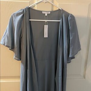 BALTIC BORN Wrap Dress Womens Small Maxi Tie Light Blue Short Sleeve